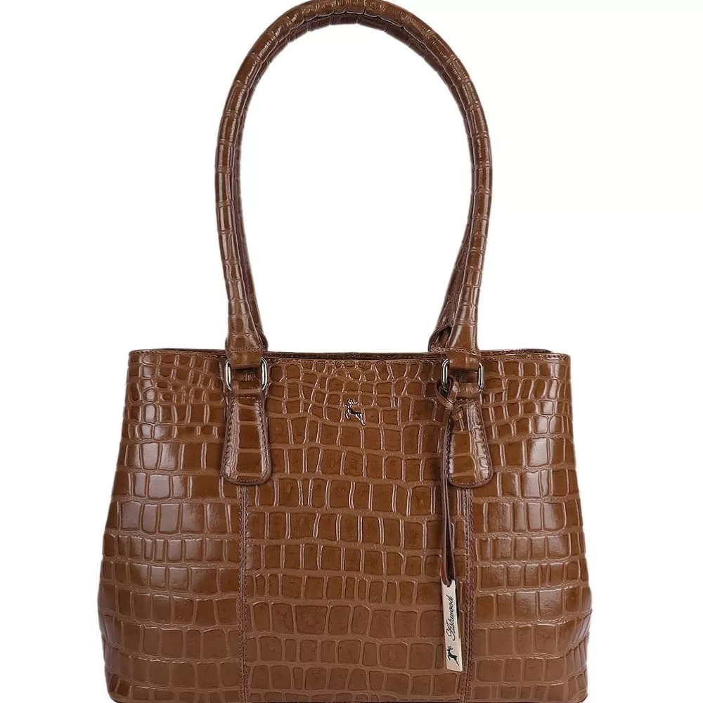 Women Ashwood Handbags Ashwood Leather Crocodile Print Two Section With Mid Purse Bag: C-54