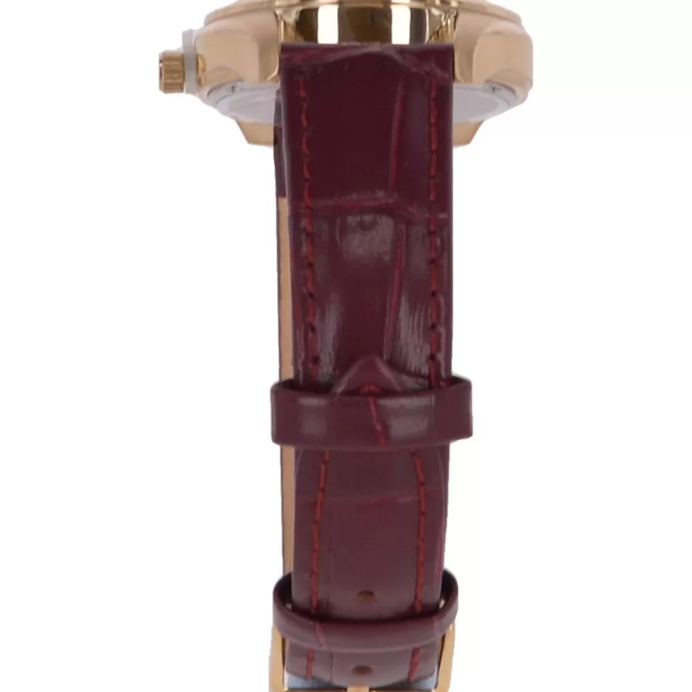 Women Ashwood Handbags Croc Leather Watch With Mother Of Pearl Face Burgundy: Aw-0012/Poly