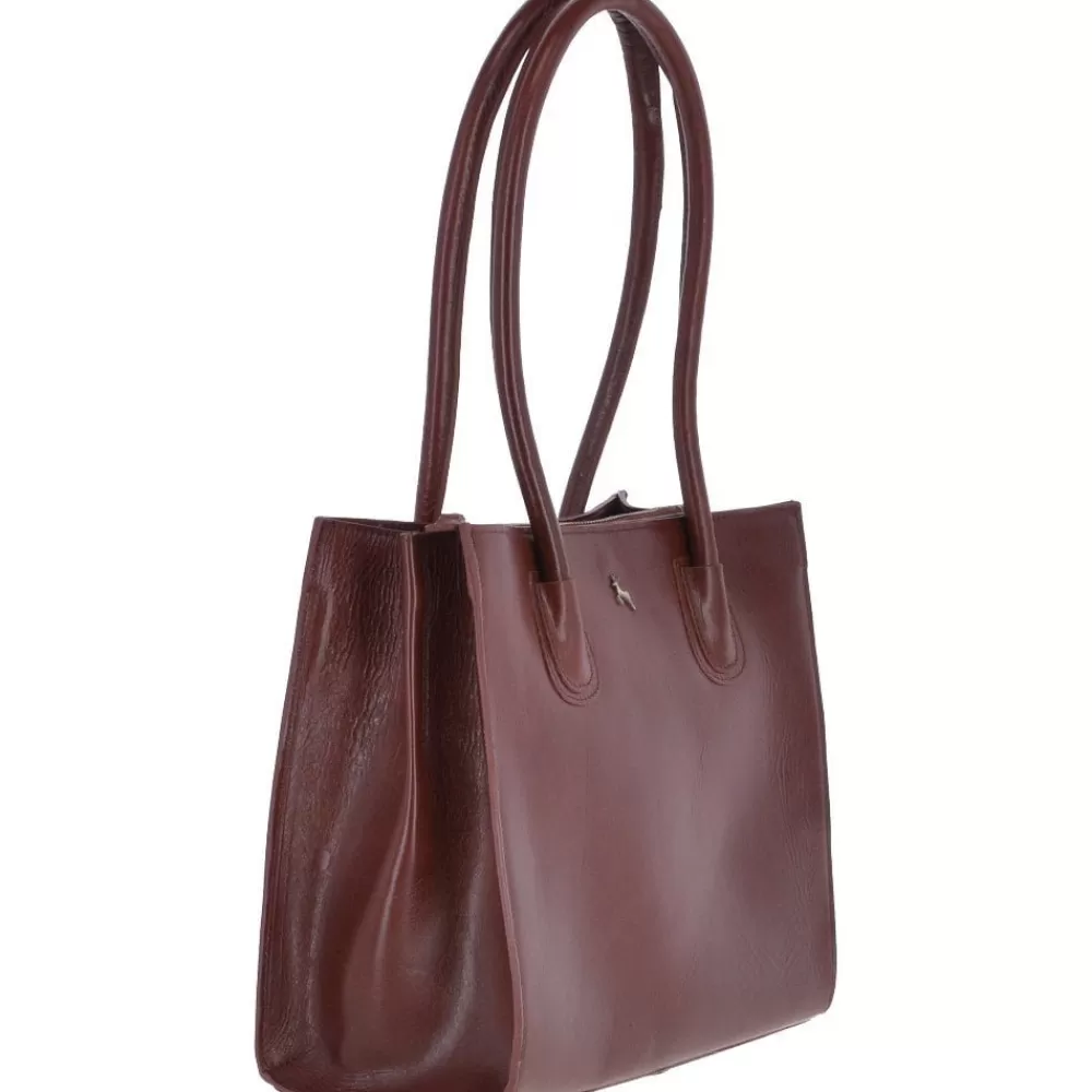 Women Ashwood Handbags Vegetable Tanned Leather Two Section With Mid Purse Bag: V-26