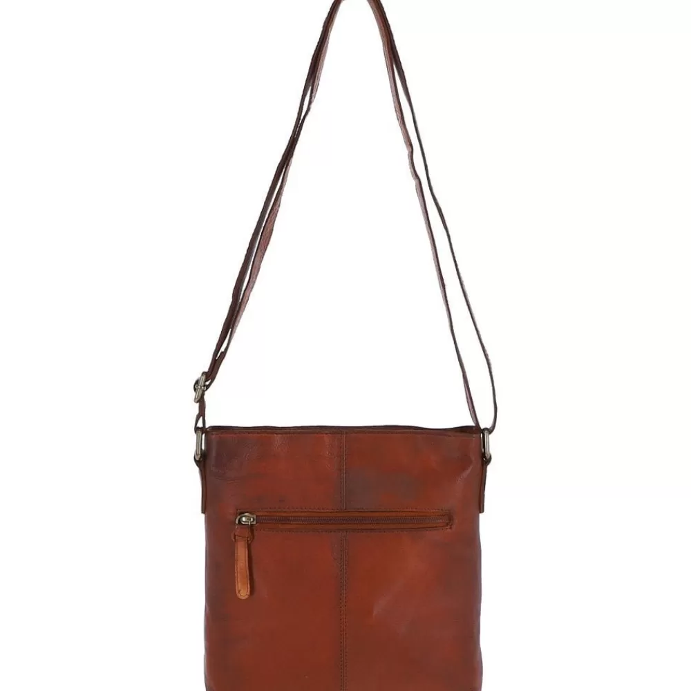 Women Ashwood Handbags Zip Top Dipped Leather Pocket Cross Body Bag Tan: R-19